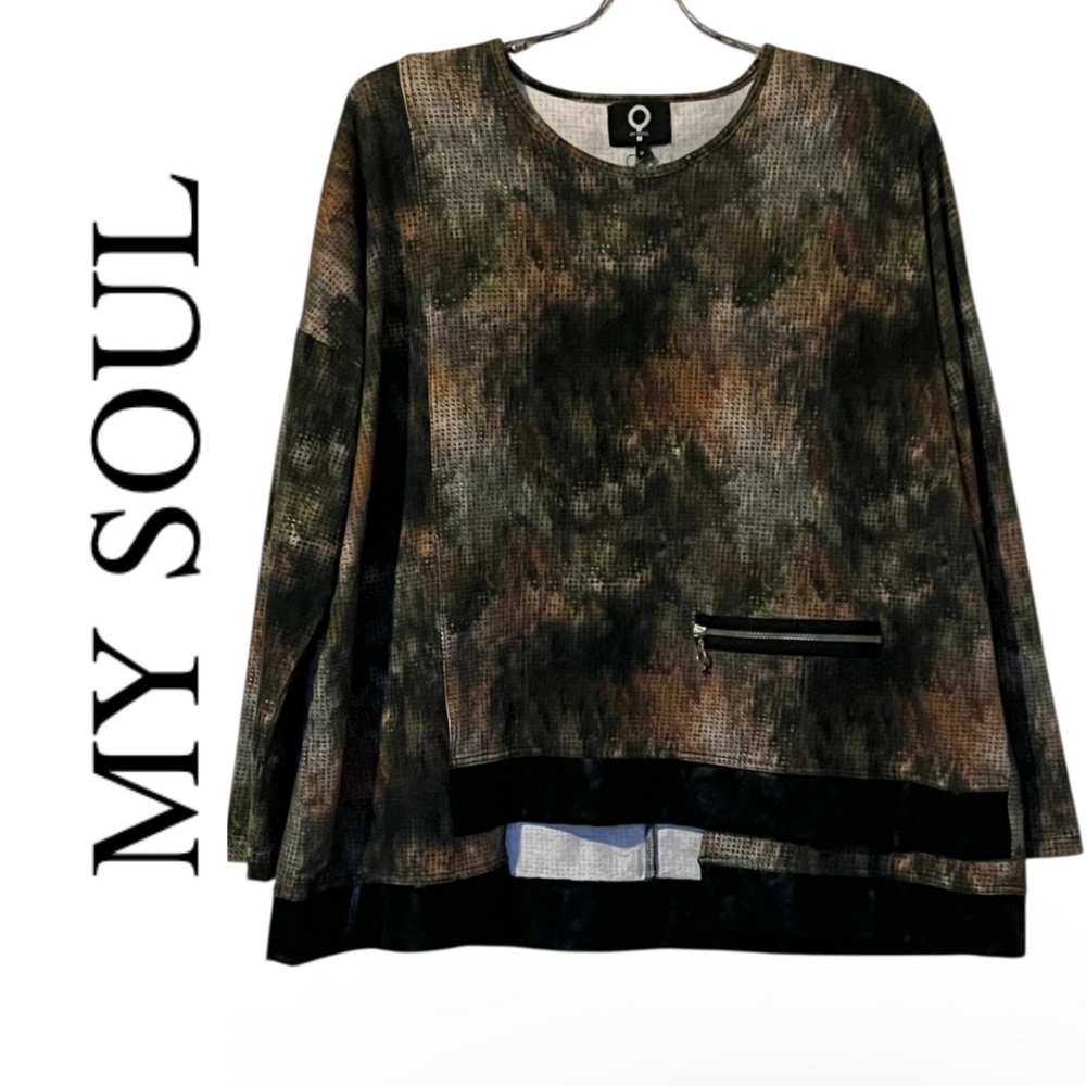 NWOT My Soul Long Sleeve Multi Color Top Size M